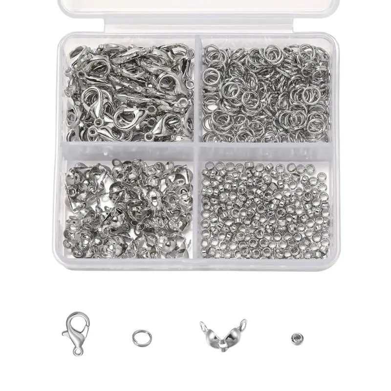 500 Stück/Box Schmuckherstellungsset, Karabinerverschlüsse & Biegeringe mit Box für DIY-Ketten, Halsketten, Armbänder, Fußkettchen, Zubehör, Verbindungsstücke – Detail 12