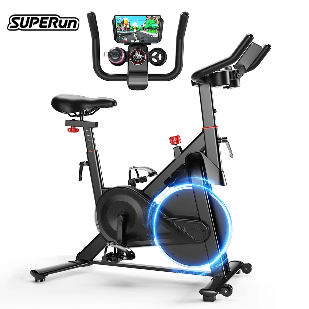 Superun Upgrade Exercise bike 32-Level Smooth Magnetic Resistance Indoor Bike with Pad Mount & LCD Monitor 300 LBS Weight MAX