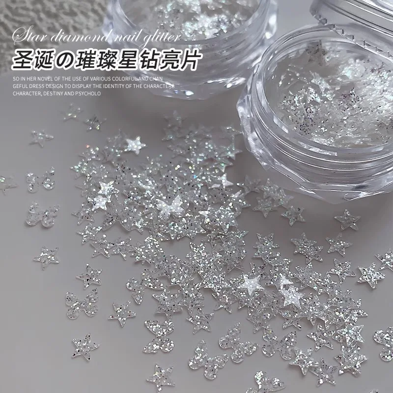 Glitter Nail Accessories Sparkling Aurora Love Butterfly Star Snowflake DIY Nail Decoration