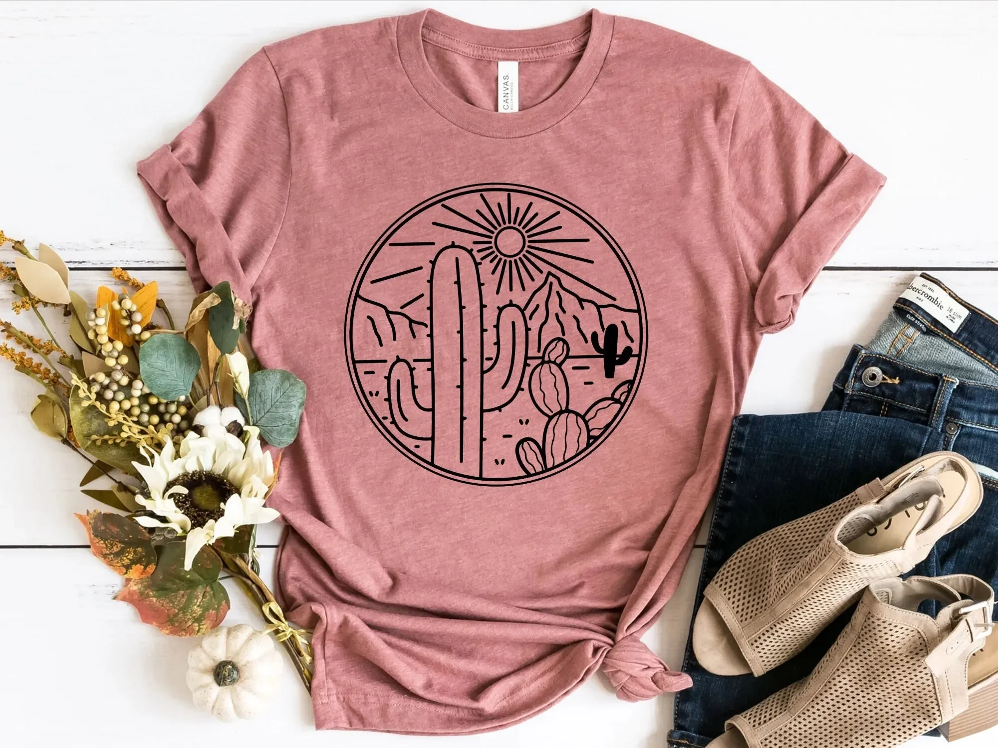 Desert T Shirt Cactus Plants Adventure Arizona Scene Women Wild West