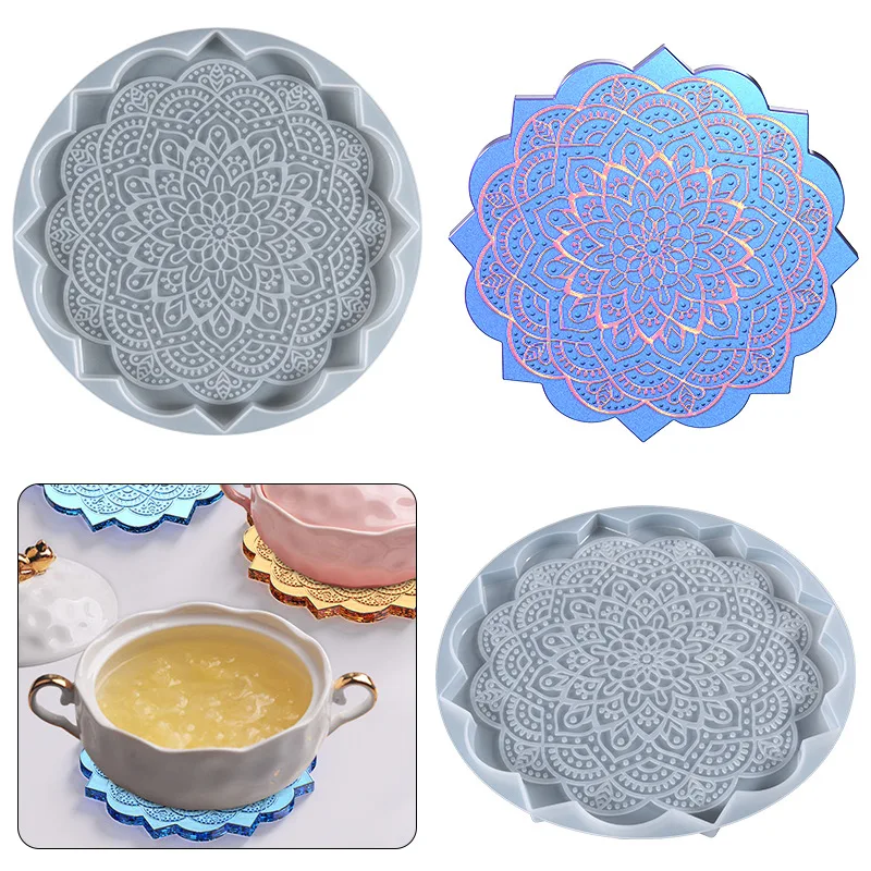 Mandala Bahn Form Kristall Gießen Coaster Silikon Form DIY Mandala Muster Harz Mold Home Desktop Dekoration Bahn