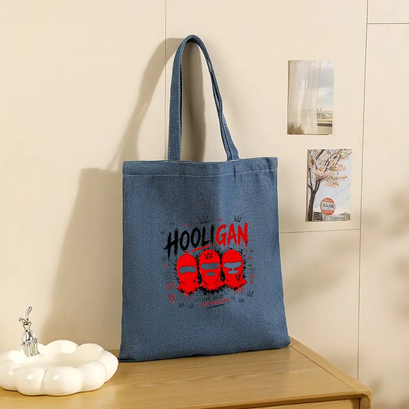 Denim Tote Bag Hooligan Album Arirang World Tour 2026 Large Capacity Handbag Multi Functional Shopping Bag Women Kpop Fan Gift