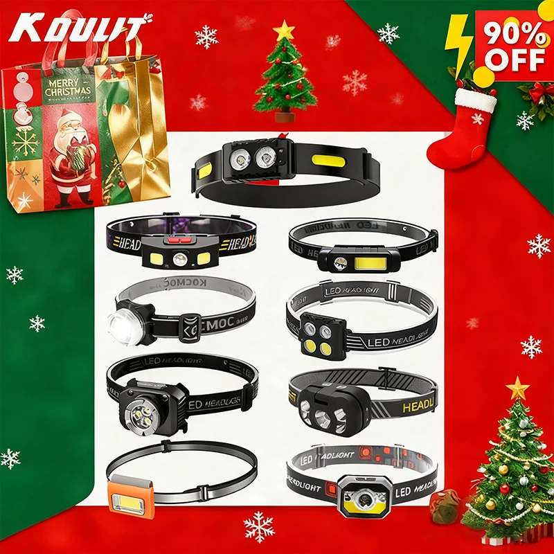 Rechargeable LED Headlamp,Bright Waterproof Flashlight,Hands-Free Work Light,Camping Hiking Fishing,Emergency Lantern,Gift Set