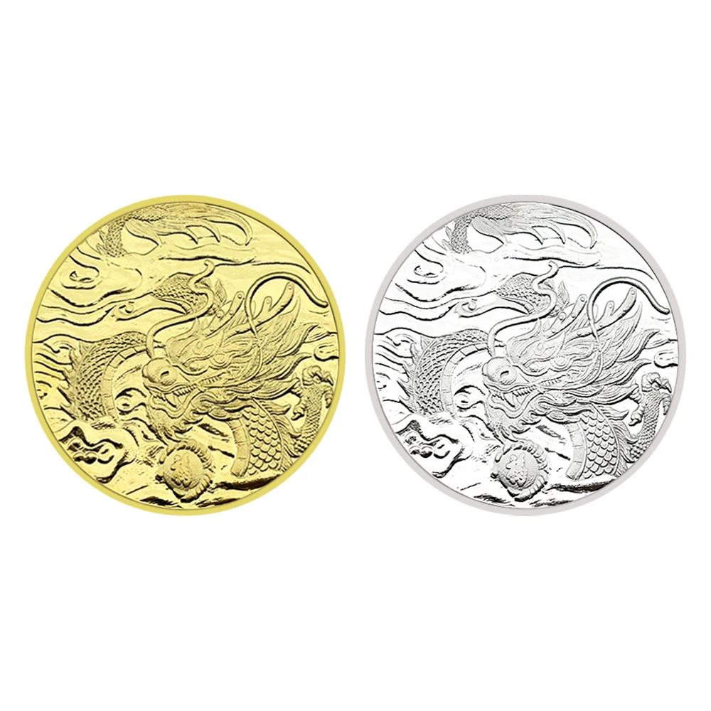 

2024 China Dragon Year Challenge Coin Gold/Sliver Plated Medal Decoration Zodiac Lucky Fu Collection Gift