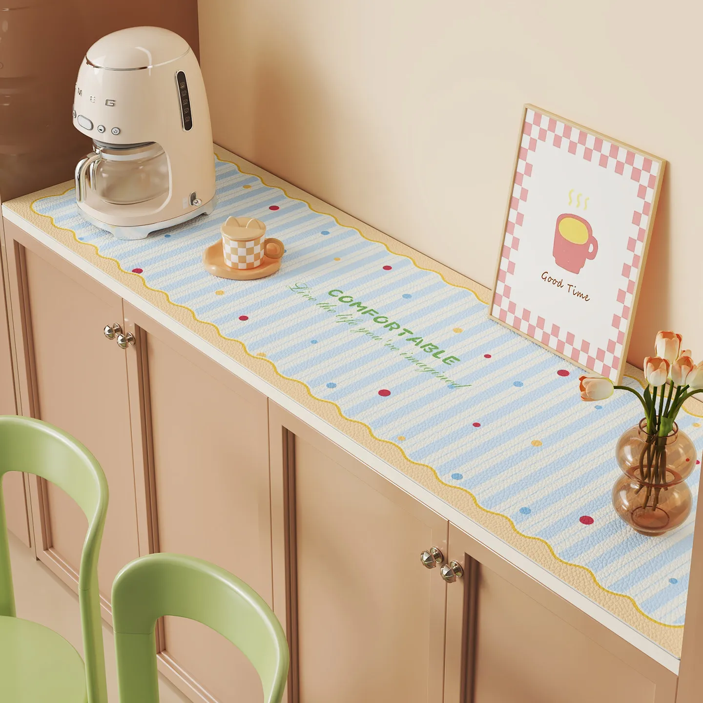 VIKAMA Waterproof Oil-proof Cartoon Desk Mat, Long Table Pad for Cabinet TV Stand Shoe Cabinet Home Decor​