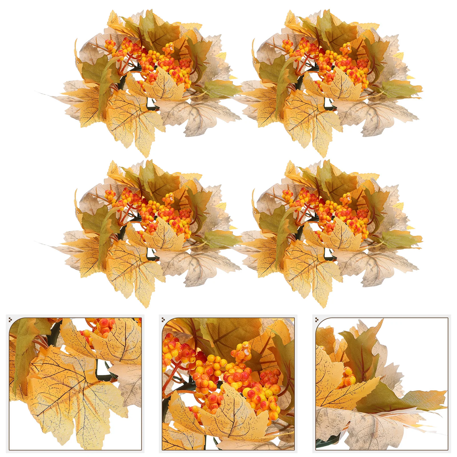 

4Pcs Artificial Maple Leaves Wreath Lasting Color Solid Materials Multiseasonal Use Perfect for Various Holidays Indoor Outdoor