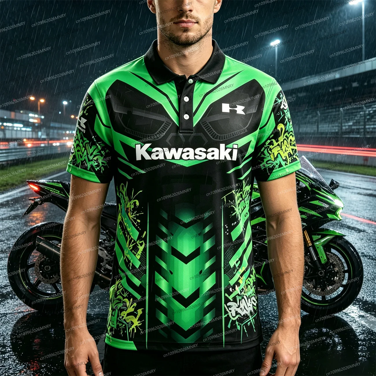 

Summer Male Polo Shirts Racing Breathable Quick Drying Elastic Motorcycle Kawasaki polo shirt Women tshirt Training Top