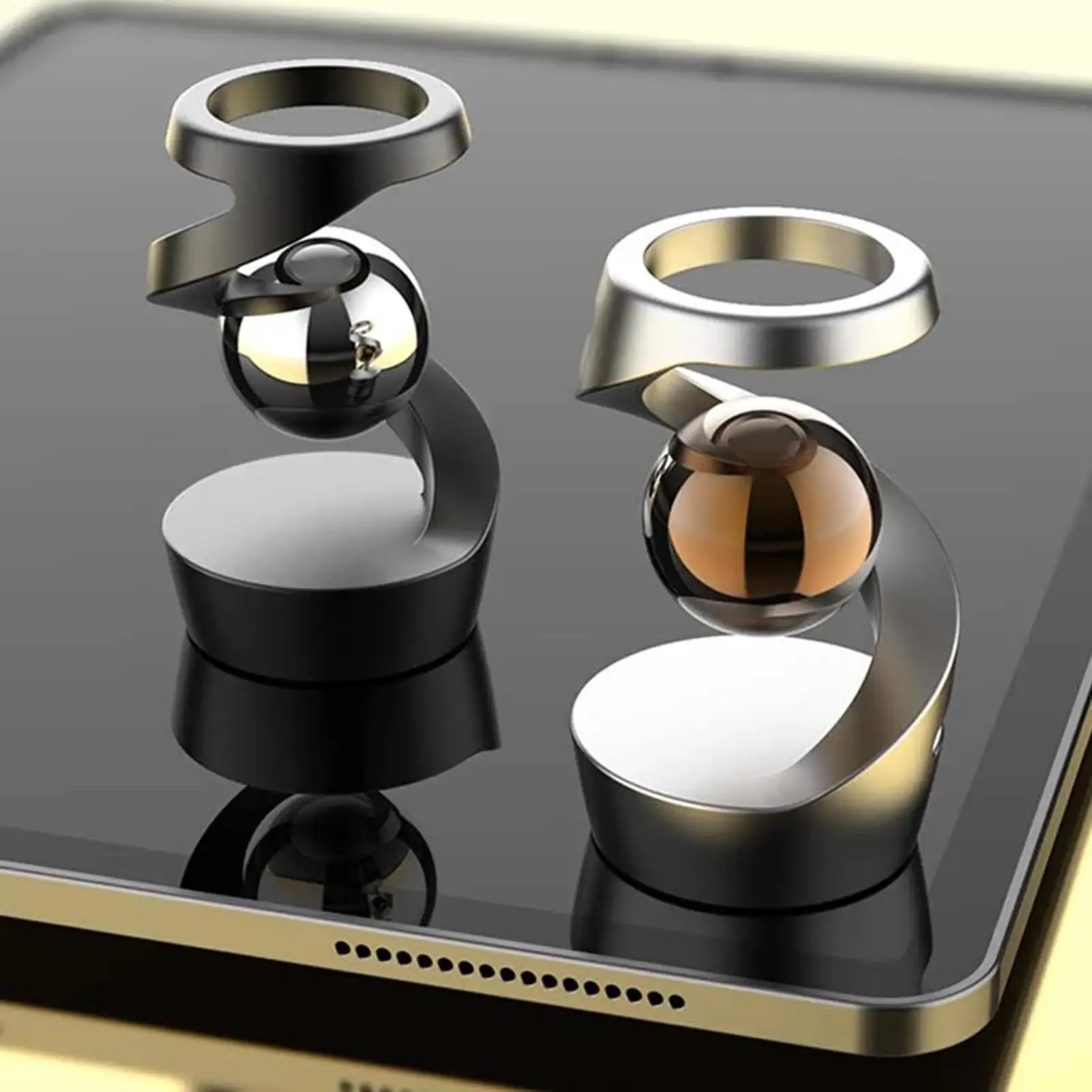 Anti-Stress Gyroscope Floating Metal Spinner with Magnetic Levitation Gravity Defying KineticDesk Optical Illusion Desk Decor