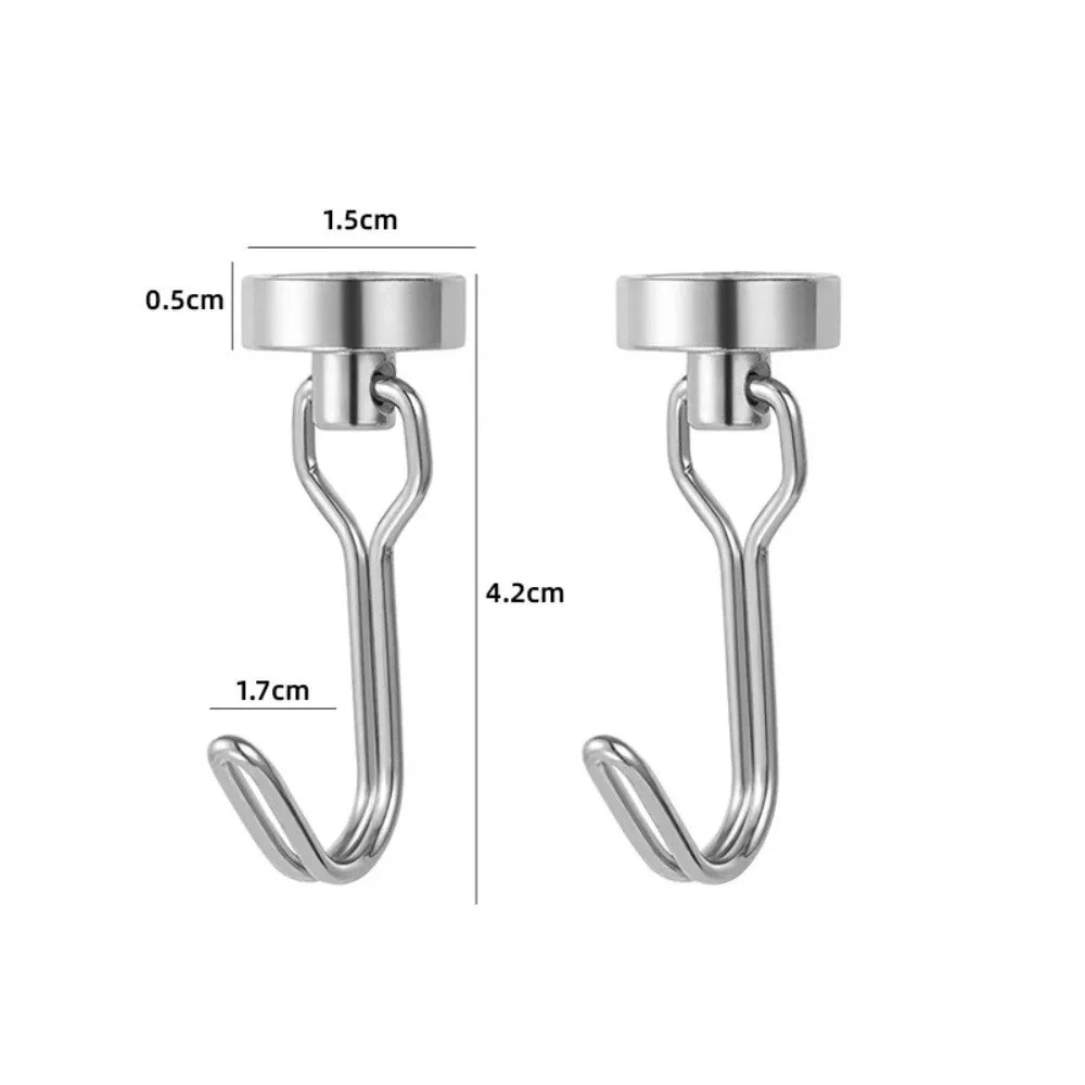 2pcs New No Drill Magnetic Hook 360° Rotating Black/White Fridge Magnet Hook Heavy Duty Kitchen Organizer Hangers Home