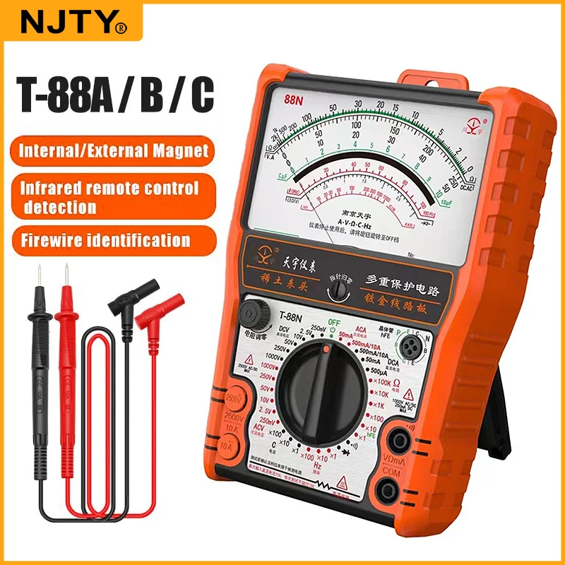 NJTY T88 Series Pointer Multimeter AC/DC 2500V Volt-Ammeter Analog Meter High Precision Resistor Tester Electrician Tools