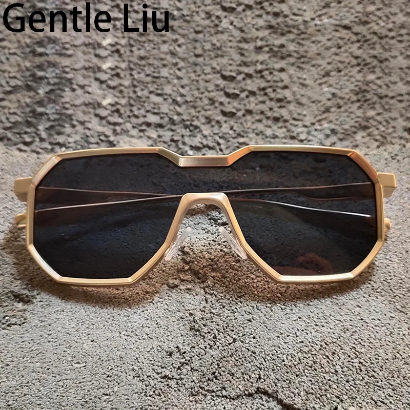 Gothic Steampunk Sunglasses Men 2024 Luxury Brand Vintage One-pieces Punk Sun Glasses For Male Oversized Square Eyewear Shades  