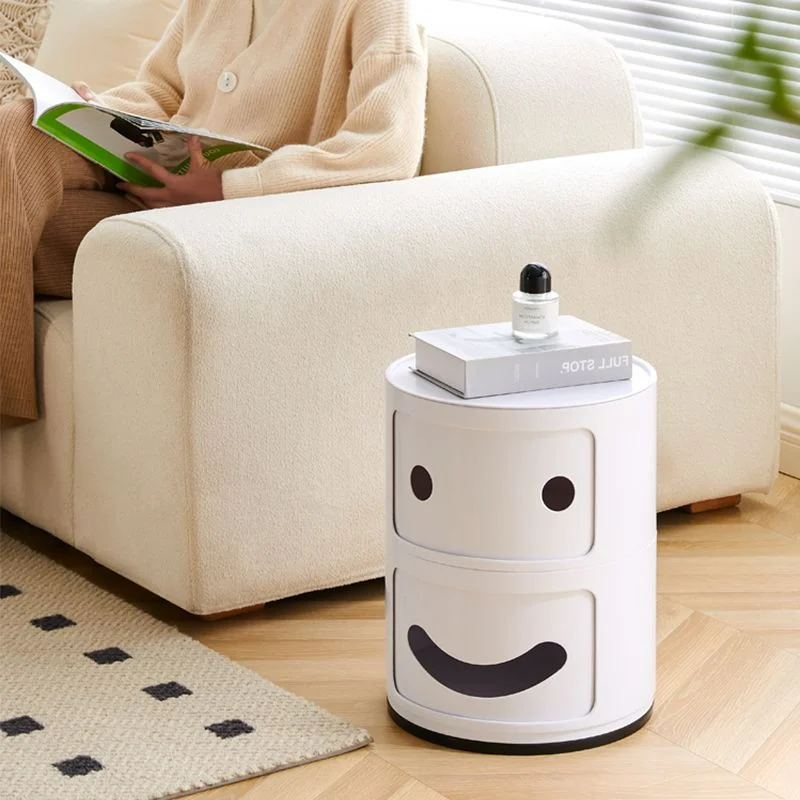 

Nordic Small Bedside Cabinets Light Luxury Living Room Cartoon Smiling Face Storage Cabinet Creative Round Cabinet Nightstands