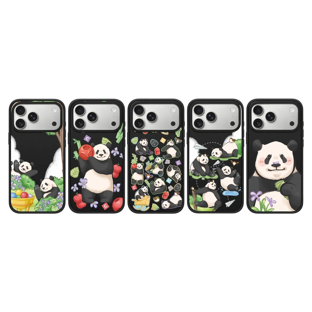 

Panda Matte Texture Black Border Magnetic Phone Cover for IPhone 13 14 15 16 17 Pro Max Case for IPhone 17Pro
