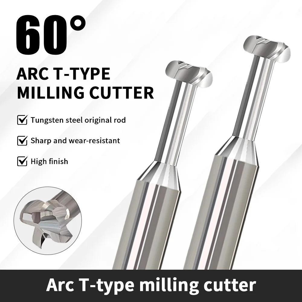 Augusttools HRC60 Arc T Shape Milling Cutter For Aluminum 4Flutes Arc T-Type Tungsten Carbide End Mills Cnc Machine Cutting Tool