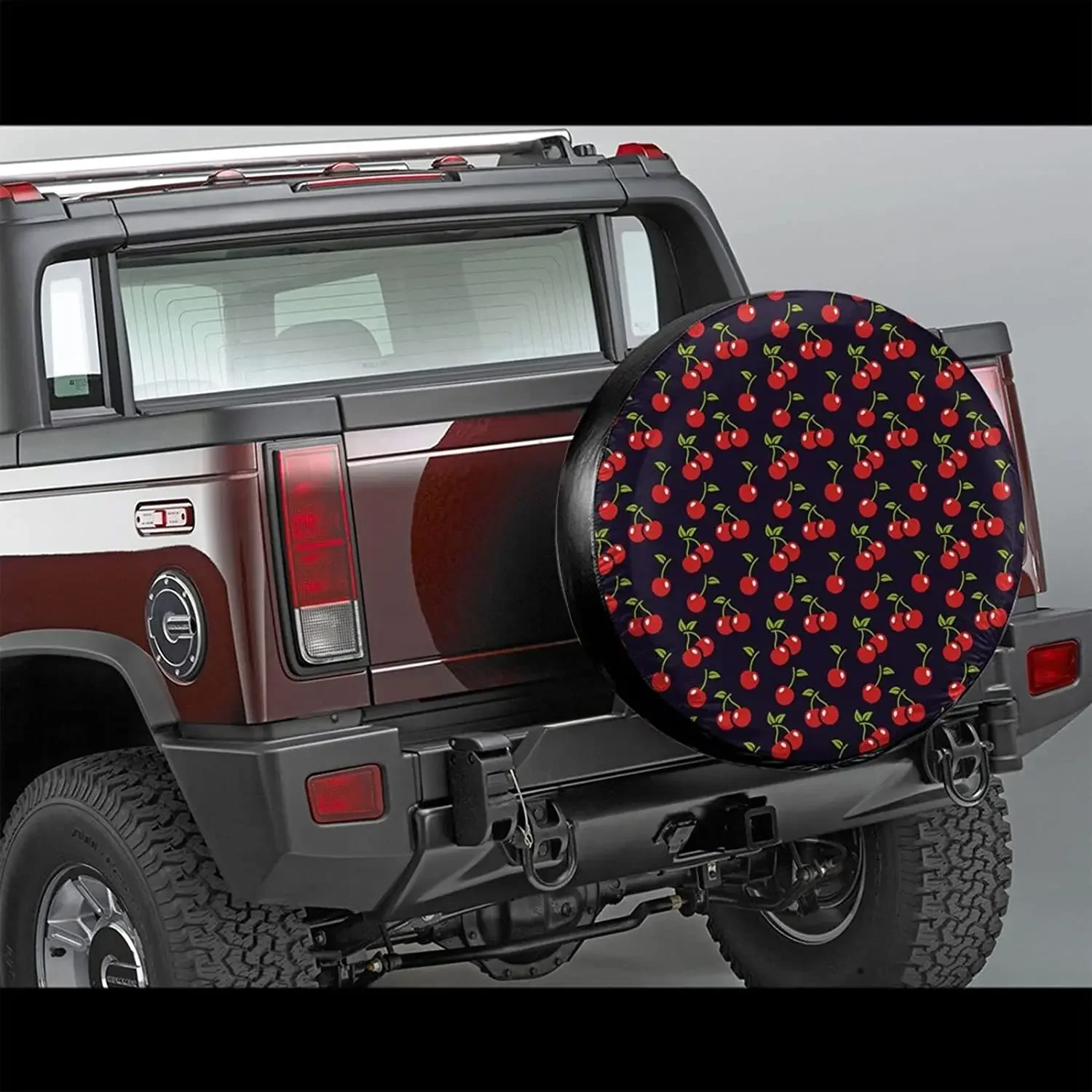 Red Cherry Pattern Spare Tire Cover Waterproof Dust-Proof Wheel Protectors Universal for Trailer,,SUV,RV and Many Ve