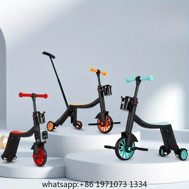 8-in-1 Balance Bike Kids Trike Scooter Deformed Scooter Height Adjustable Multifunction Tricycle Trolley Bicycle for Boys Girls