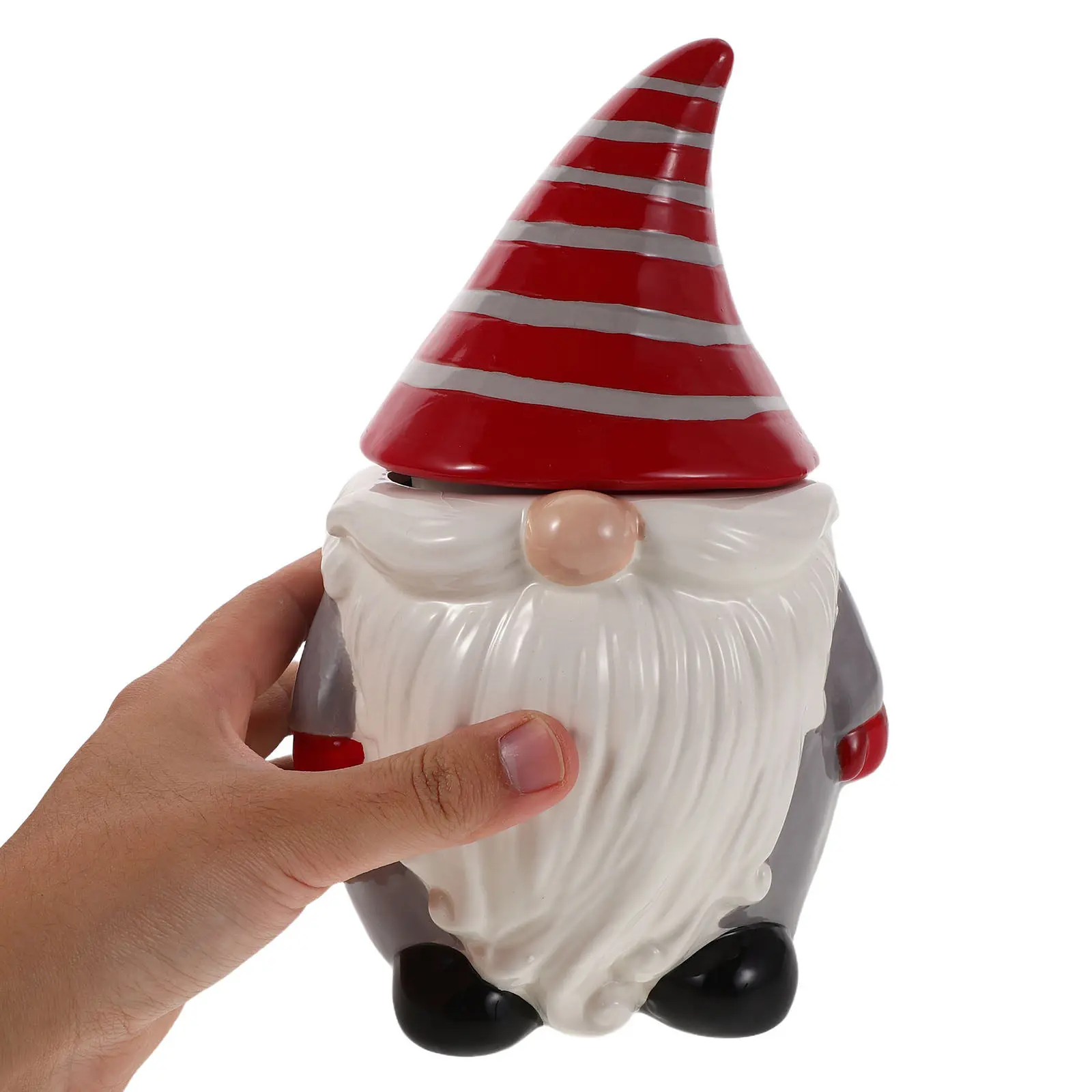 

Christmas Gnome Ceramic Cookie Jar Decorative Storage Container Airtight Lid Holiday Candy Biscuit Box Festive Treat Holder