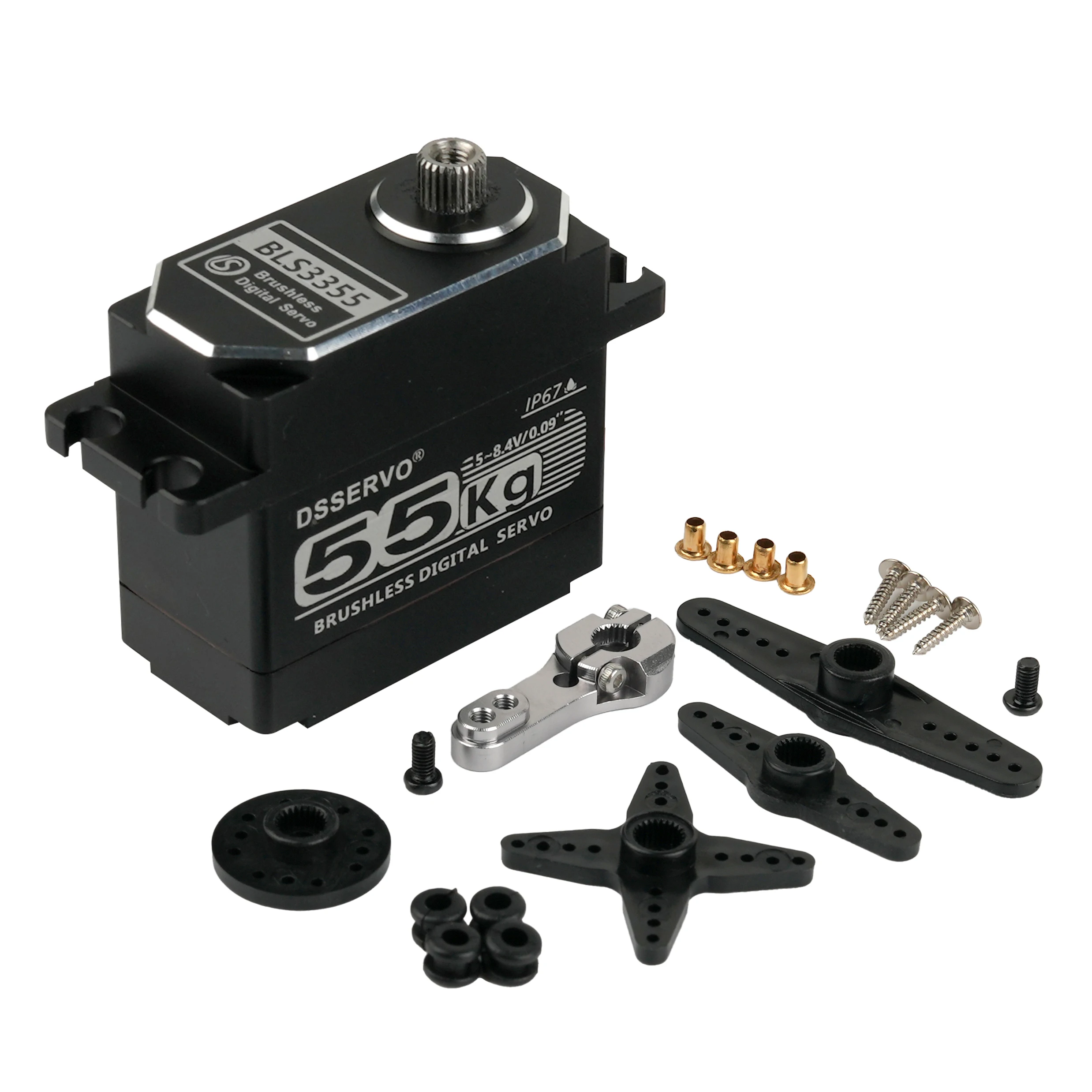 BLS3355 55KG Digital Servo 8.4V Brushless 0.09s IP67 Waterproof Full Metal for RC Cars/DIY