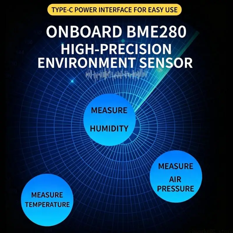 BME280 Environment Monitor Board with 0.96 Screen, USB 5V Power and Temperature Humidity Pressure Readout for Weather Station
