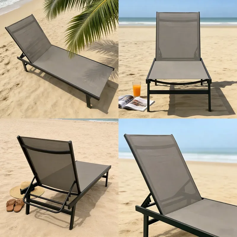 Aluminum Mesh Outdoor Lounge Chair Waterproof Sunscreen Recliner for Pool Beach Patio Durable Folding Leisure Furniture