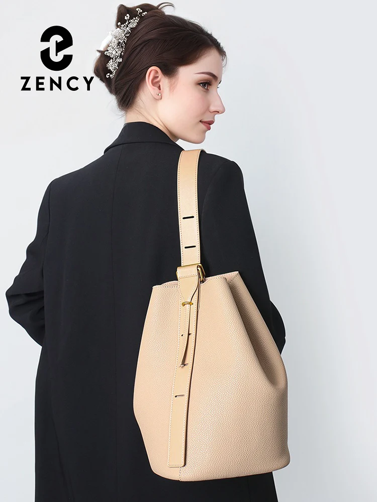 Zency Genuine Leather Women Shoulder Bag Fashion Soft Cowhide Shopper Handbag