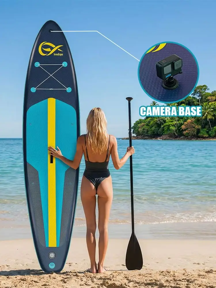 InnoExpo Aufblasbares Stand-Up-Paddle-Board, rutschfestes SUP-Surfbrett mit Paddel, Leash, Pumpe & Zubehör, tragbares Paddelbrett für Wassersport, Touren & Freizeit