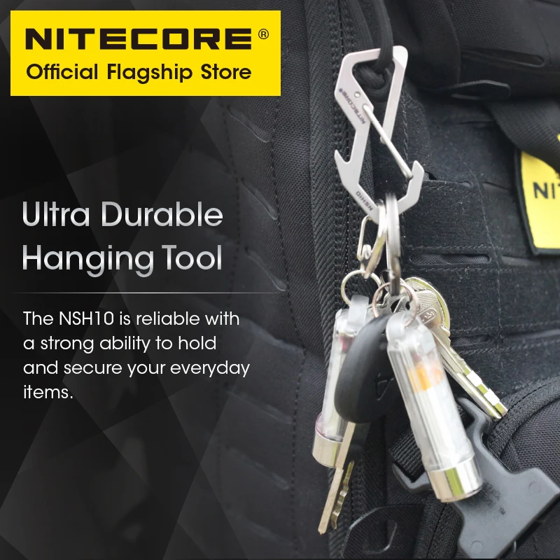 NITECORE-Mousqueton en titane multi-usage, ouvre-bouteille TC4, tournevis à tête plate, porte-clés, sac à dos, outil de confrontation EDC, NSH10, 3 en 1