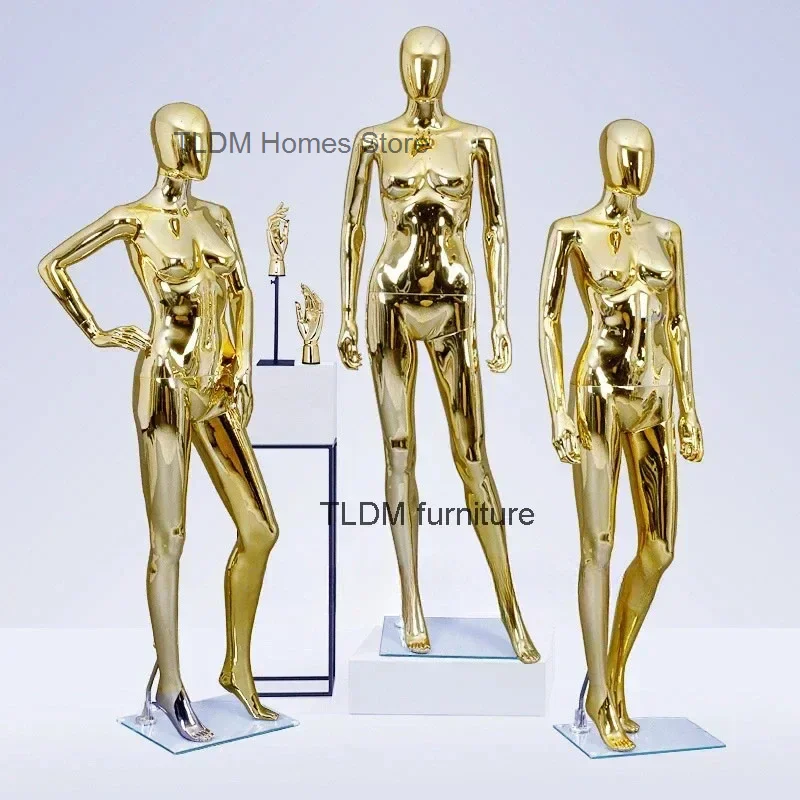 

Modern Gold Mannequins for Women's Clothing Stylish Plastic Full Body Mannequins Simple Adult Mannequins for Clothing Stores