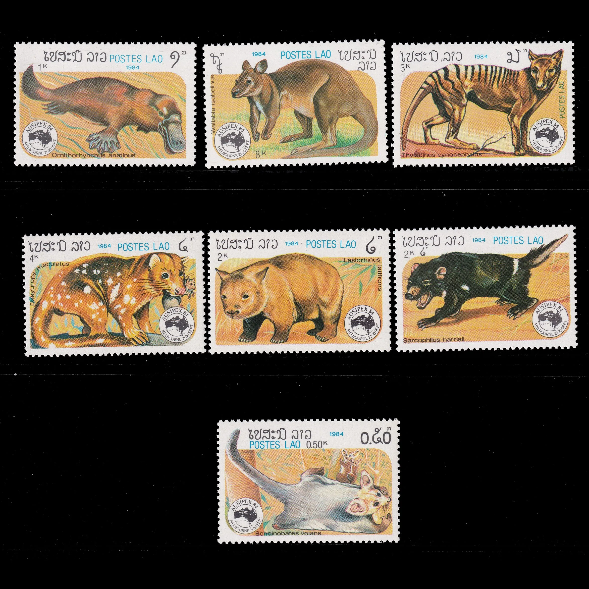 Laos Post Stamps Postage Year 1984 Platypus Kangaroo Animals Full Set 8 New Collectible Postage Stamps Material For Scrapbooking