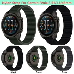 26/22/20mm Sport Loop Nylon Strap For Garmin Fenix 8 51mm 47mm 43mmBracelet Watch Band Accessories Replacement