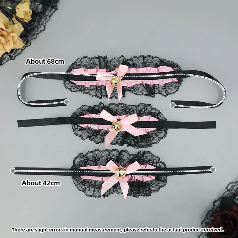ロリータレースリボンフリルハンドスリーブ手首甘い取り外し可能なチュールブレスレットとベルリストバンド日本のメイドコスプレアクセサリー