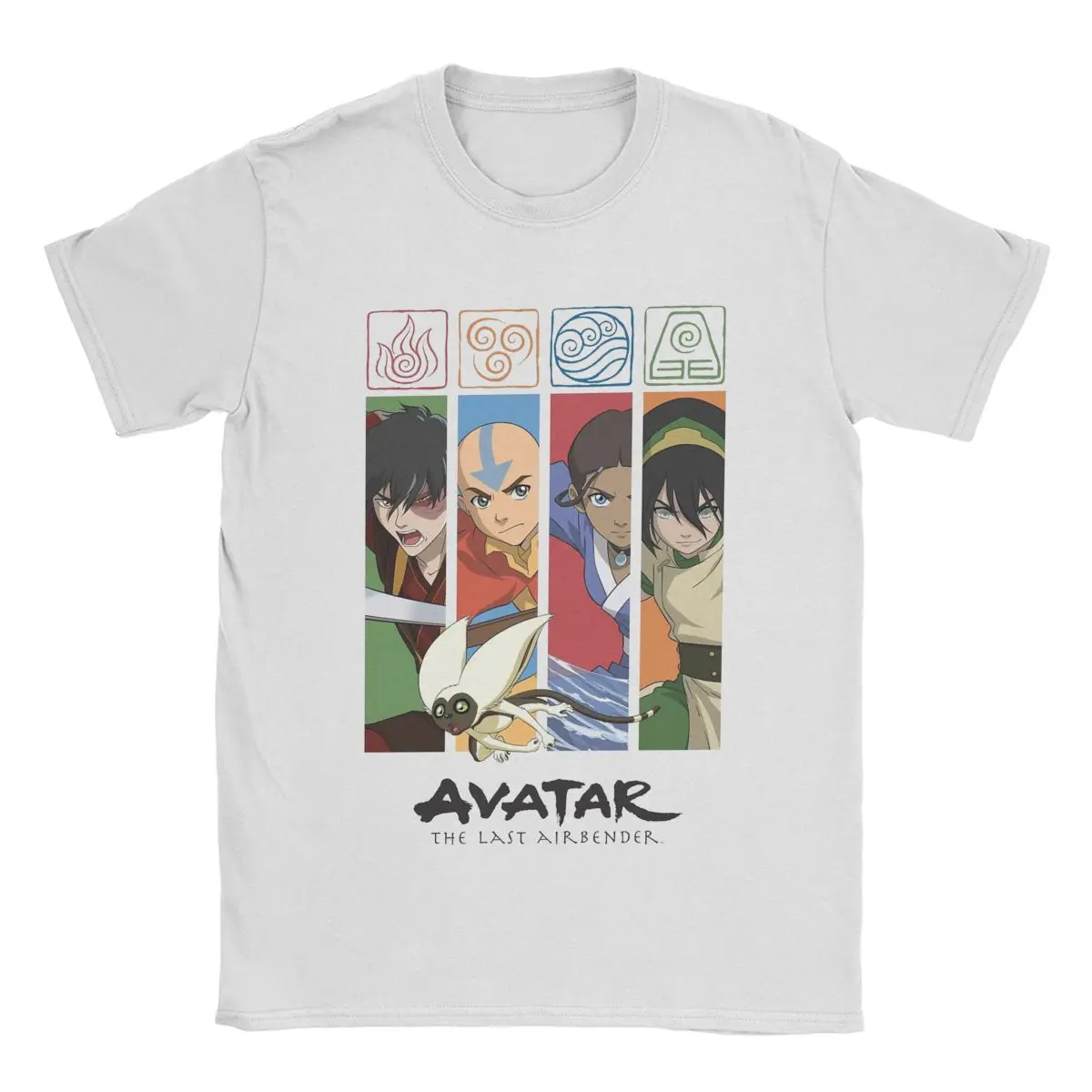 Avatar-The Last Airbender Group Character Panels T-Shirts Men Funny Cotton Tees Short Sleeve T Shirts New Arrival Clothing