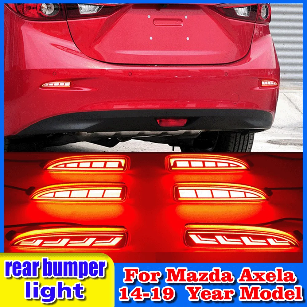 For Mazda Axela 2014-2019 rear bumper light modification, featuring LED rear brake lights and sequential turn signals