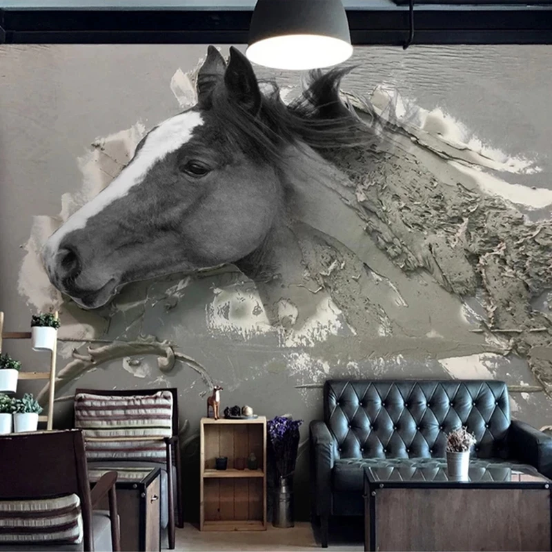 Custom Mural Wallpaper 3D Embossed Abstract Horse Art Study Bedroom Living room TV background wall restaurant Hotel photo animal