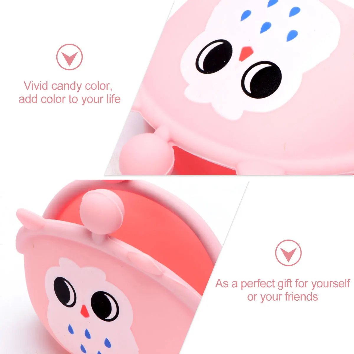 محفظة نقود معدنية من السيليكون على شكل بومة، محفظة جيلي صغيرة باللون الوردي على شكل حيوان كرتوني كاواي، حقيبة تغيير صغيرة للنساء