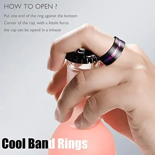 9Pc Stainless Steel Band Ring for Men Women Cool Fidget Spinning Chain Ring Anxiety Relief Fashion Wedding Engagement Black Ring