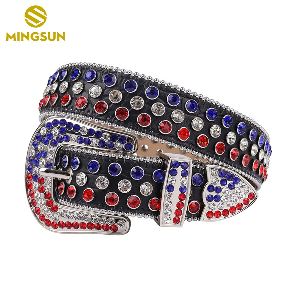 

Fashion Black Leather Belt Men Vintage Bling Large Rhinestone Buckle Gothic Jeans Diamond Studded Waist Belt Cinto Masculino Lux