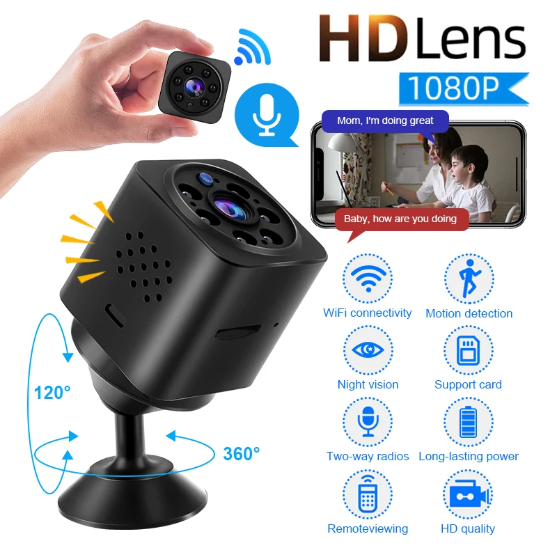 Full HD Night Vision Mini Camera Wireless WiFi Digital Video Nanny Baby Monitor Smart Voice Intercom Surveillance Home Security