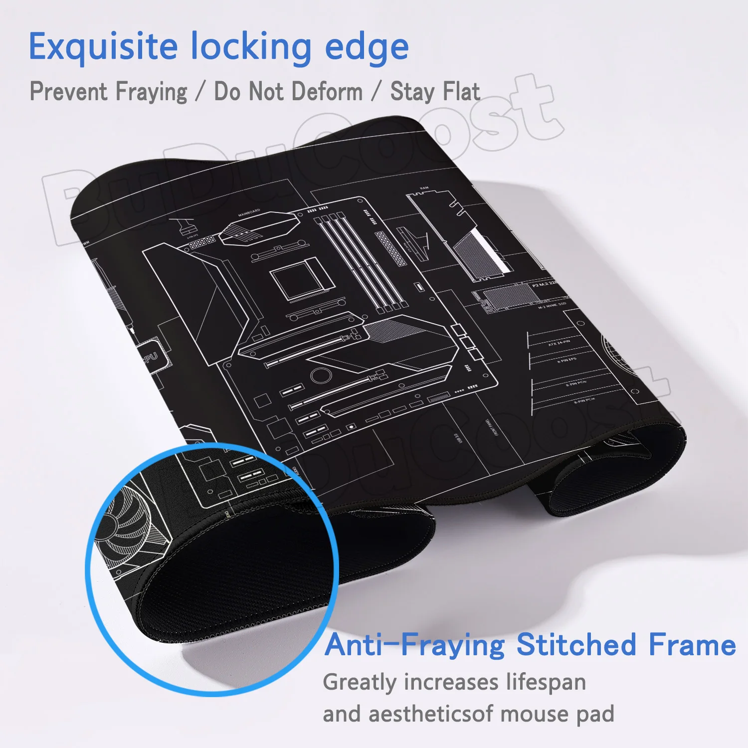 XXL Black and White CPU blueprint Mouse Pad Computer Laptop Keyboard Mouse Mat Large Anime Mousepad Keyboards Gamers Desk Mats