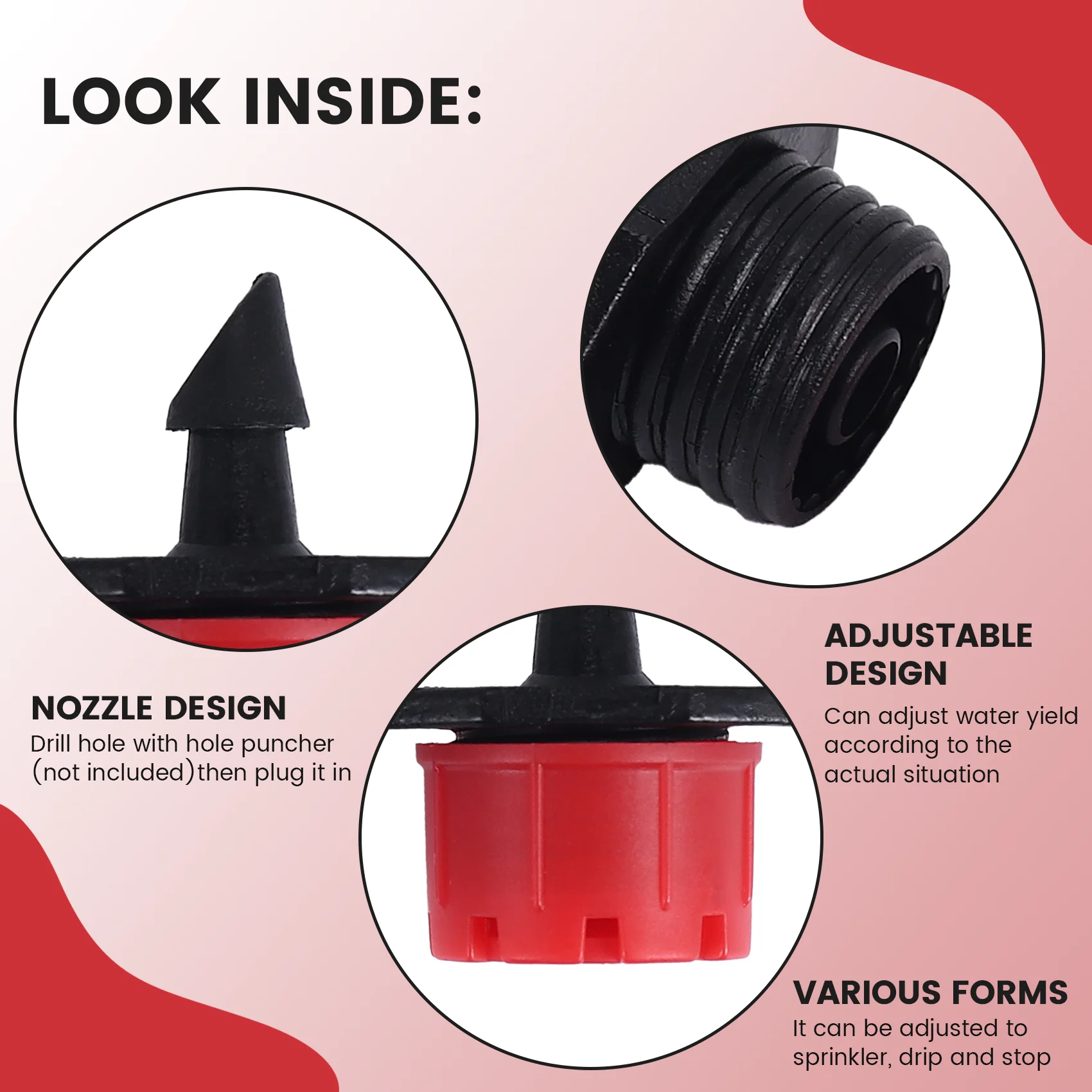 PORK-200 Adjustable Irrigation Drippers With Drip Irrigation Kit For Garden Watering Fitting