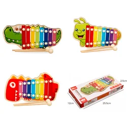 Instrumento Musical de dibujos animados para niños pequeños, Juguete Musical de madera, Piano para golpear a mano, xilófono, 1 caja