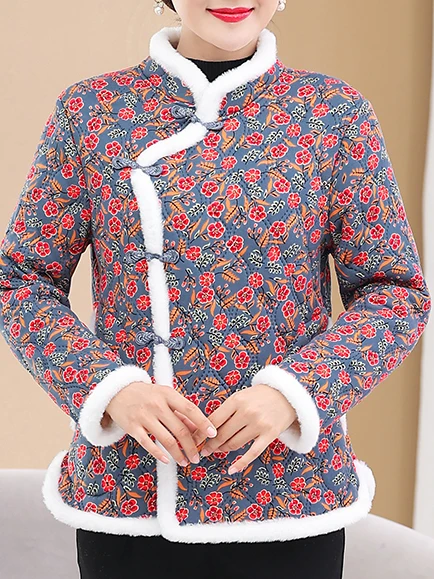 

2026 Faionable Mommy Sle Thiened Cotton Jaet with Fce Inner Sides Traditional Qipao Design Warm Outerwear for Midd...