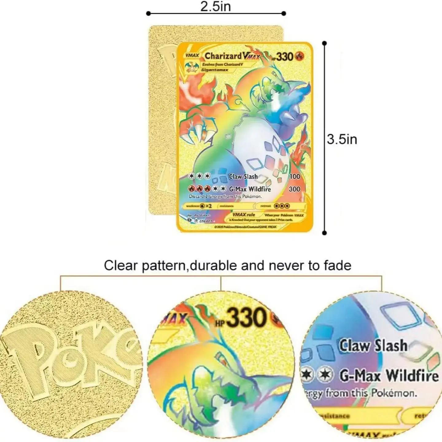 Koleksi permainan kartu Pokemon, koleksi Pertempuran Inggris Jepang, kartu logam, Pikachu Charizard megtwo Charmander Eevee Kawaii, hadiah ulang tahun