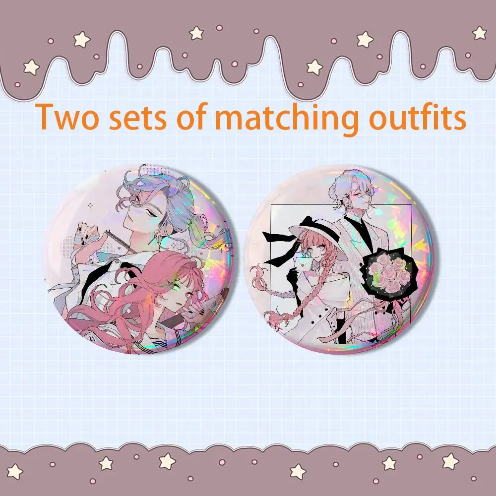 Ikko Fall in Love False Angels 2 piece set Pins Creativity Printed Pictures Text Metal Lapel Badges Brooches Jewelry Gift