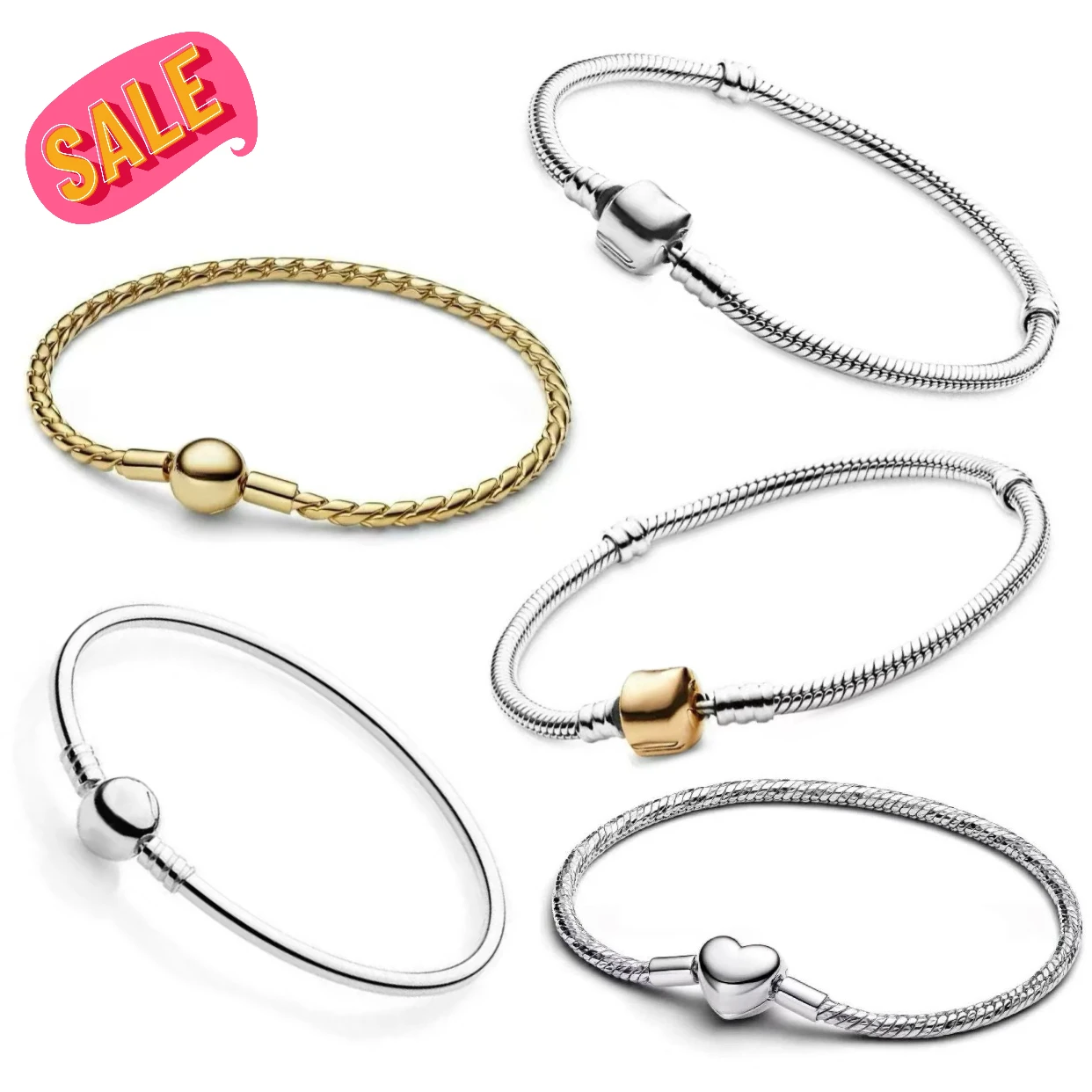 Heart-shaped Snake Bone Chain S925 Pure Silver Classic Bracelet Suitable For DIY Charm Women's Jewelry Valentine's Day Gifts