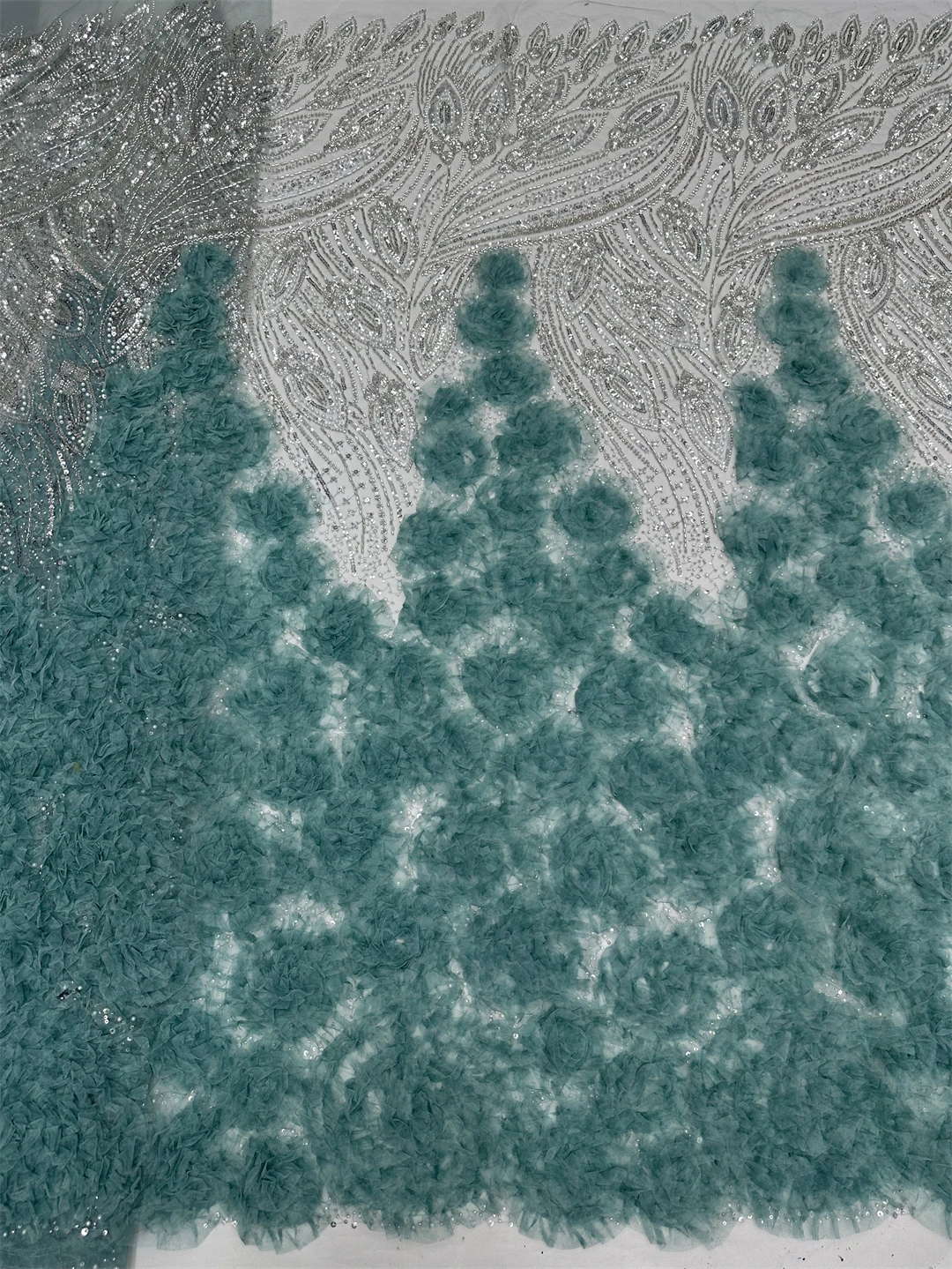 Mais recente design de tule francês 3d lantejoulas tecido renda africano frisado tecido renda nigeria vestidos festa casamento costura feminina 5 metros