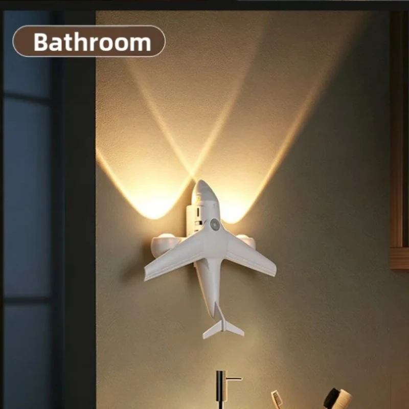 UDDALight 2Pack Airplane Motion Sensor Wall Light Magnetic RGB Night Lamp USB-C Rechargeable Dimmable Bedroom
