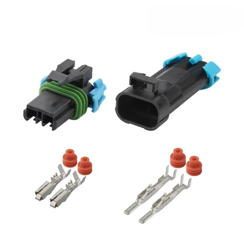 

5sets 2pin15300027 15300002 Female Male GM 2 Pin Weather Pack Waterproof Sensor Fan Electronic Connector Auto Wire Connector