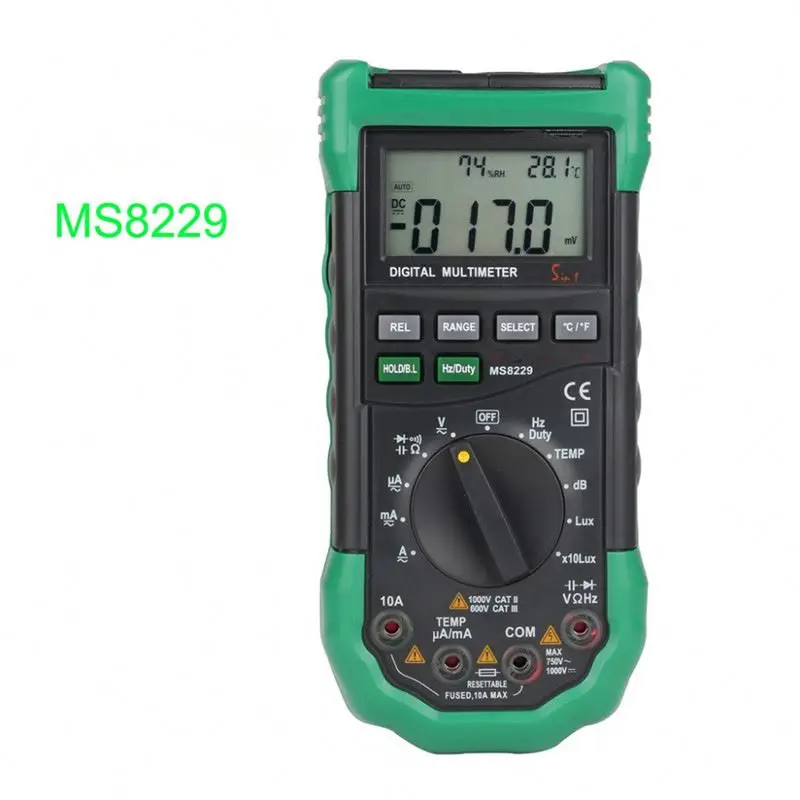 

MS8229 Digital Multimeter 5 in 1 Noise Illumination Temperature Humidity Tester Diagnostic-tool Auto Range LCD Backlight