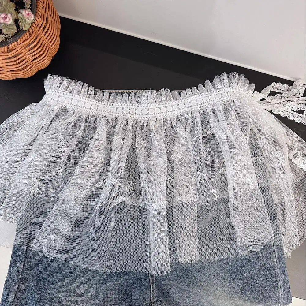 Lace Trim Spring Autumn Women's High Waist Half Skirt A-Line Half-length Versatile Fashionable Short Dress Pants Apron